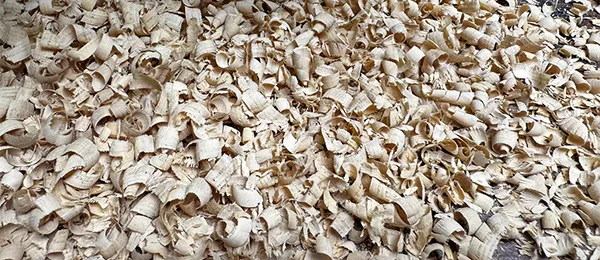 Copeaux et petites pièces de bois de l'atelier